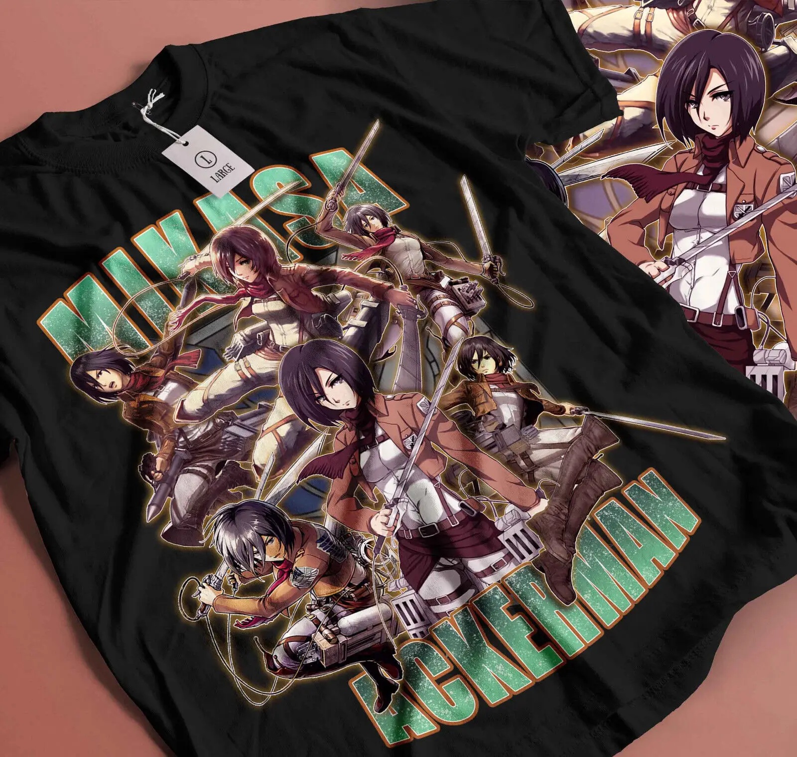 Attack On Titan Mikasa Eren and Mikasa T-Shirt Girl Anime AOT Shirt Tee Gift 221