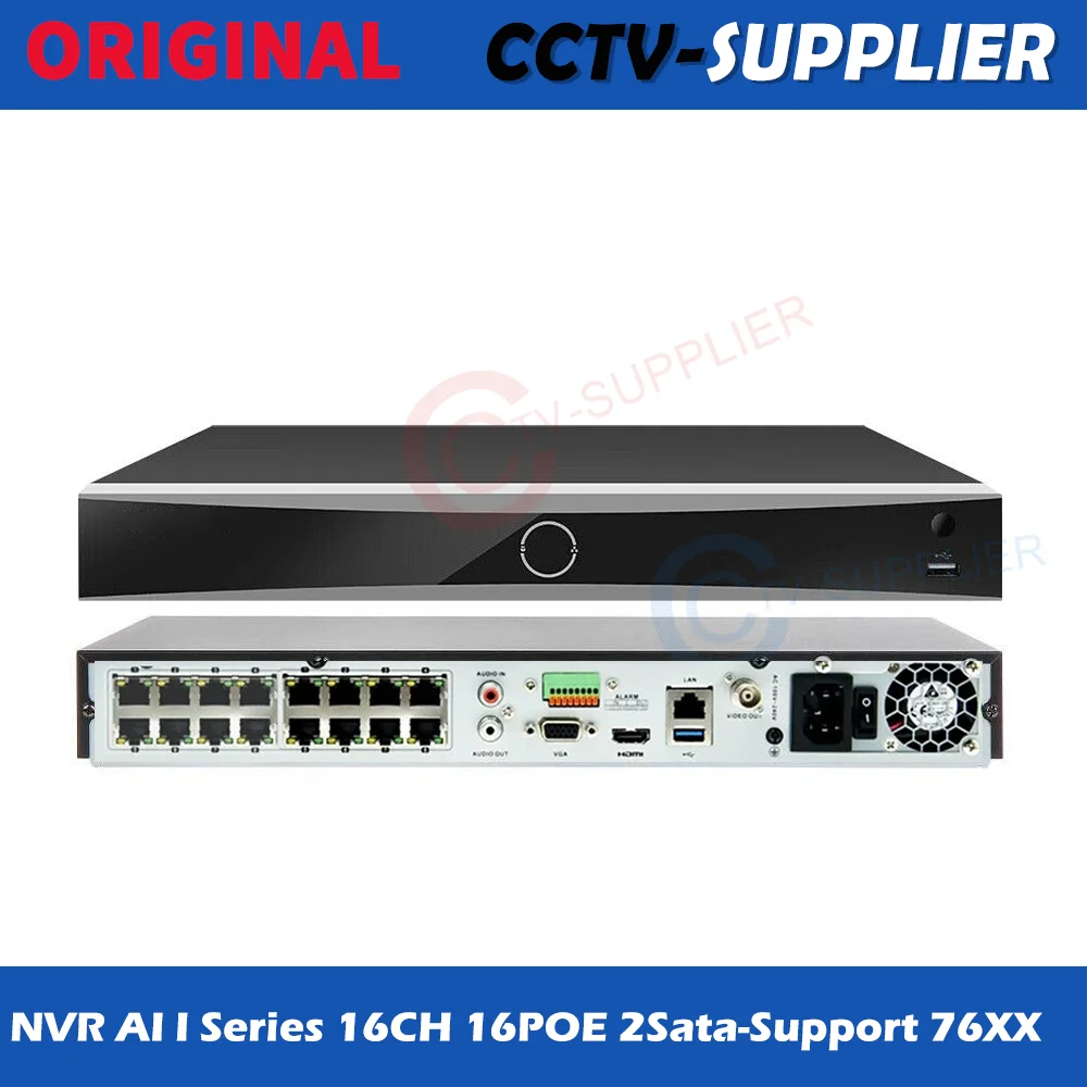 Original 16CH 16POE NVR7616-POE-I2-AI-2Bays Network Video Recorder for Camera