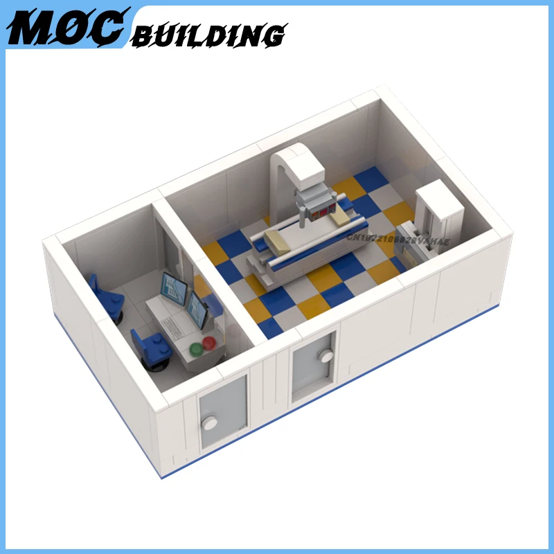 MOC Building Blocks Modular Hospital Scanner Room Medical Device Scene Model DIY Assembly Bricks Collection Toy Creative Gift