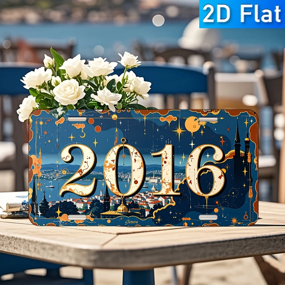 2D Flat - [Open ]2D Flat 2D Plane - A Vintage Aluminum Wall Art Sign - 15.24X30.48 Cm Retro Metal Plaque Featuring The 2016 New
