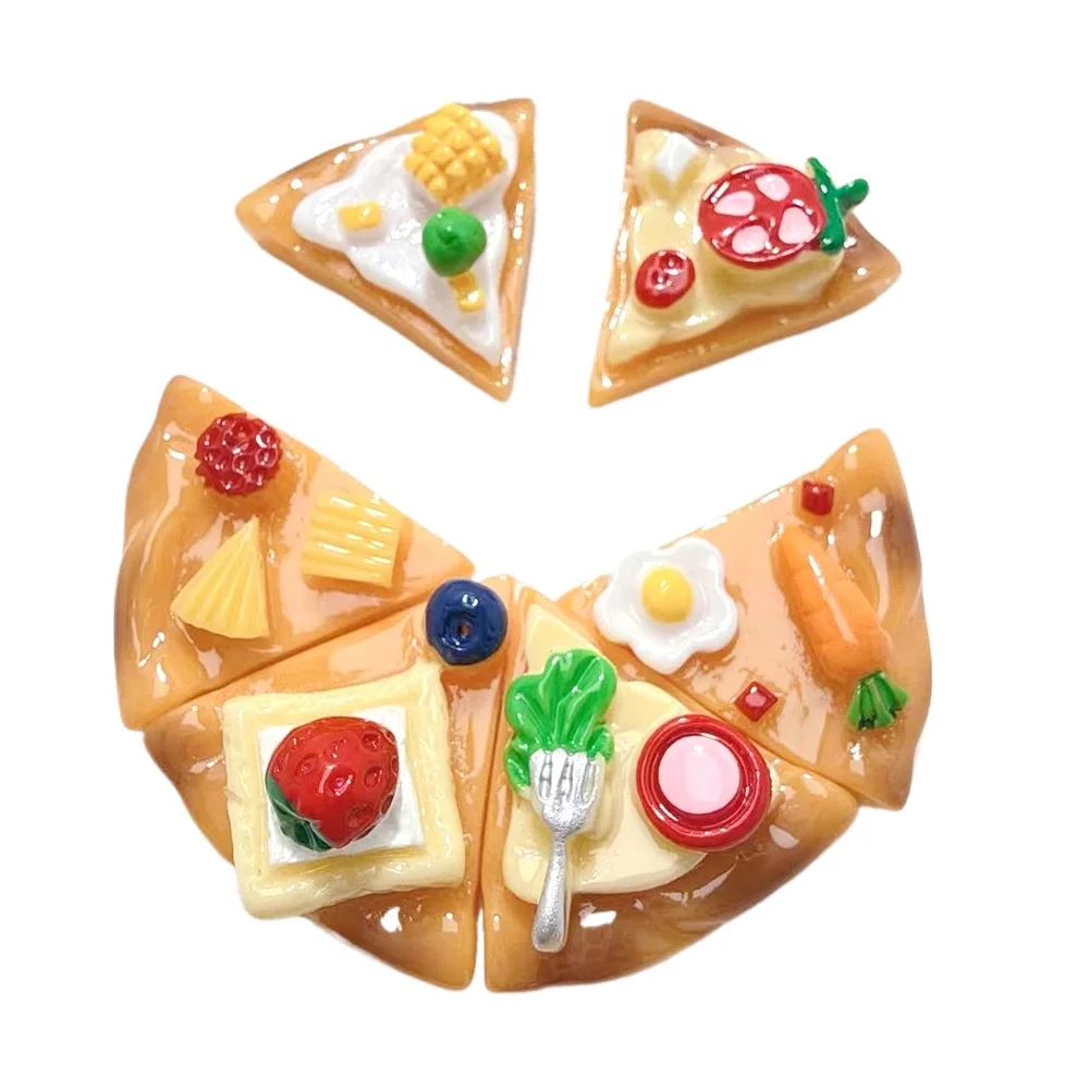 10/100pcs Resin Miniatures Pizza DIY Scrapbooking Dollhouse Kitchen Cabochon Decoration Crafts Accessories
