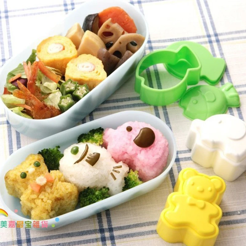 3pcs Cartoon Shape Rice Ball Set Sushi Roll Sushi Mold Rice Ball Bento Press Mold DIY Tools Kitchen Accessories