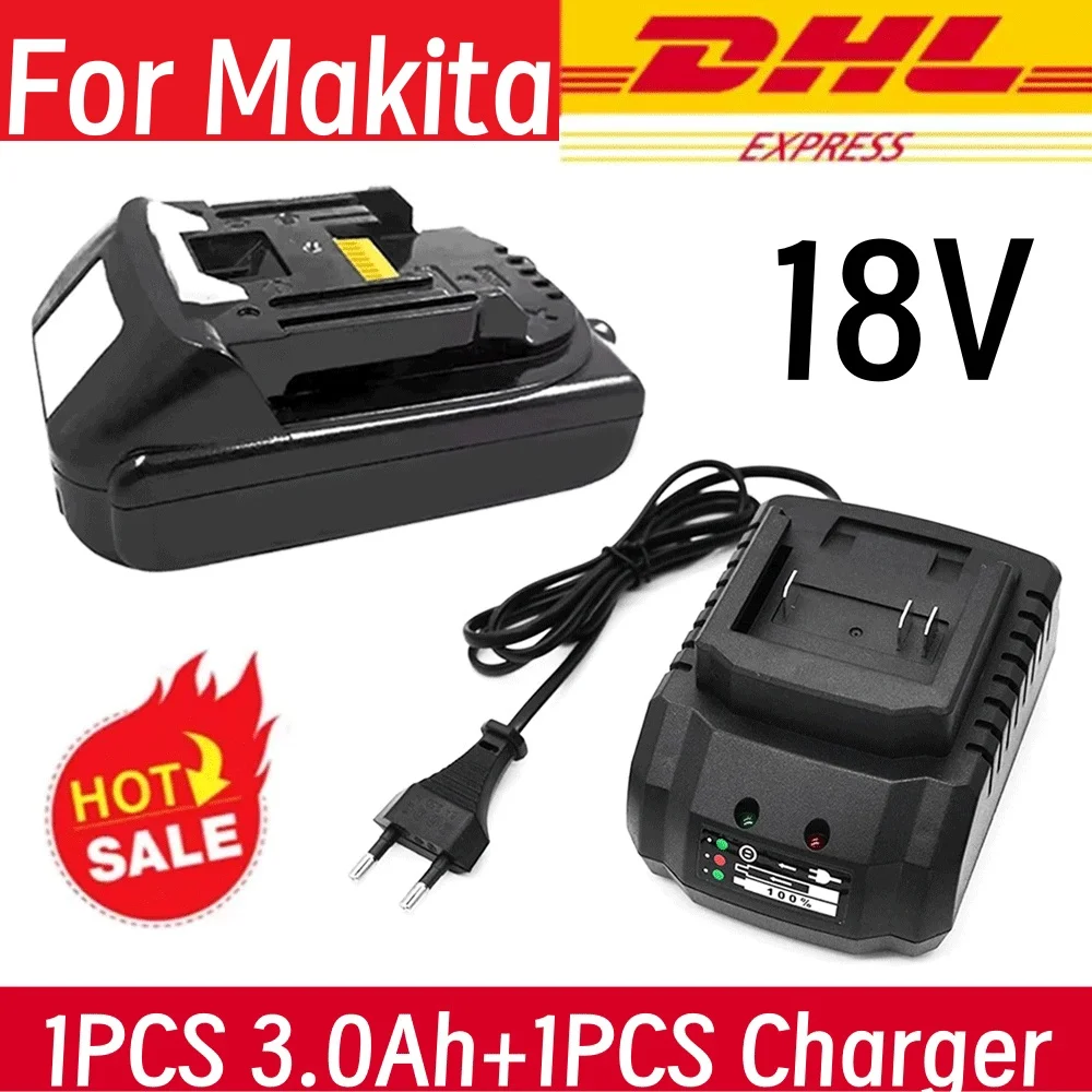 

【2026 New】For Makita 18V 3000mAh Lithium Battery, Fast Charging & Overheat Protection,Compatible with PowerTools