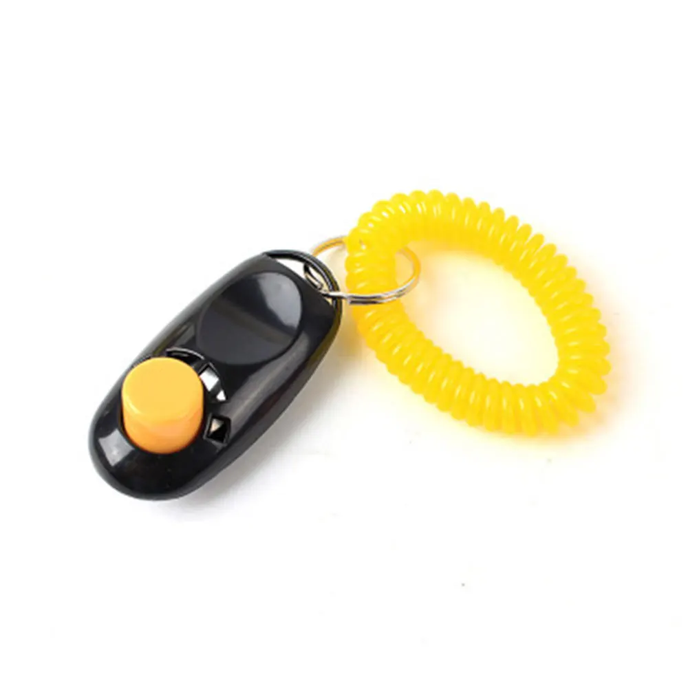 Pet Cat Dog Training Clicker Plastic New Dogs Click Trainer Aid Too Adjustable Wrist Strap Sound Key Chain Dog Whistl 2022