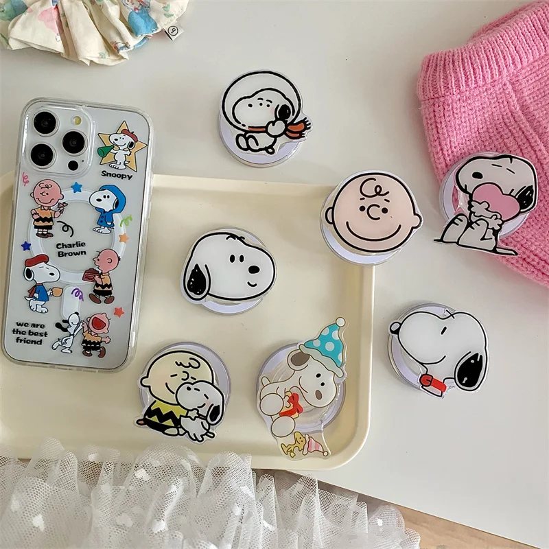 Casing ponsel kartun lucu, casing ponsel Universal dengan pengisi daya nirkabel kartun Snoopy Magsafe untuk iPhone 11 12 13 14 15 16Pro Max