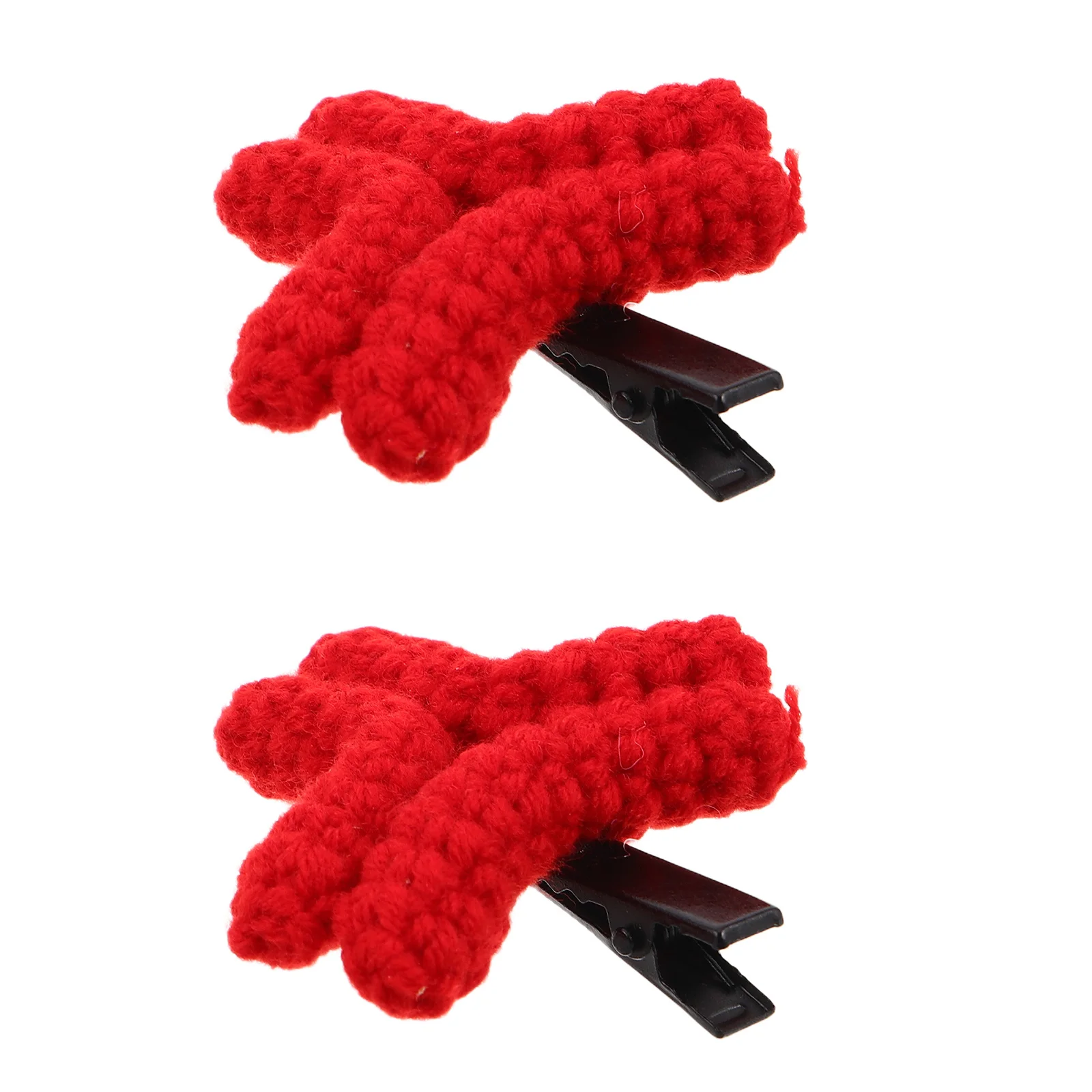 

1 пара креативных заколок для волос: красные, маленькие, металлические, в форме сердца, мягкие, ручной вязки крючком, аксессуары для укладки, для вечеринок и прямых трансляций