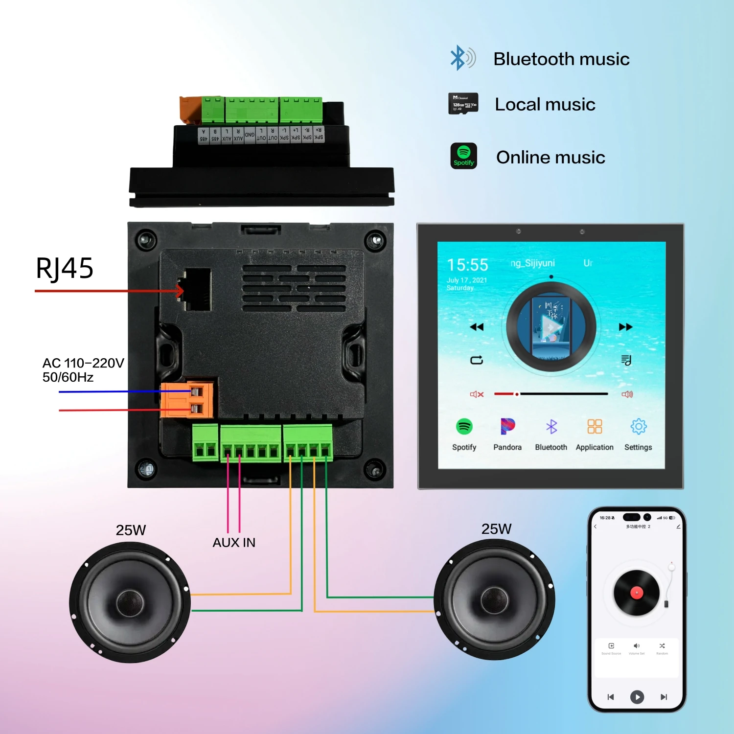 F4 Tuya Smart WiFi ZigBee Schermo di controllo centrale intelligente da 4 pollici Lettore musicale di sottofondo Interfaccia domotico
