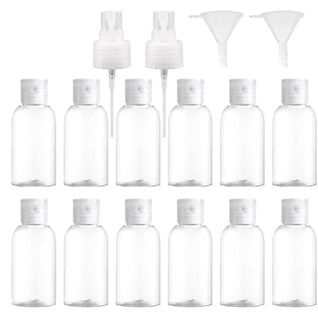Clear Plastic Empty Bottles Set Pump Dispenser Funnel Travel Refillable Containers 30ml Fine Mist Liquid Dispensing Bottle T1