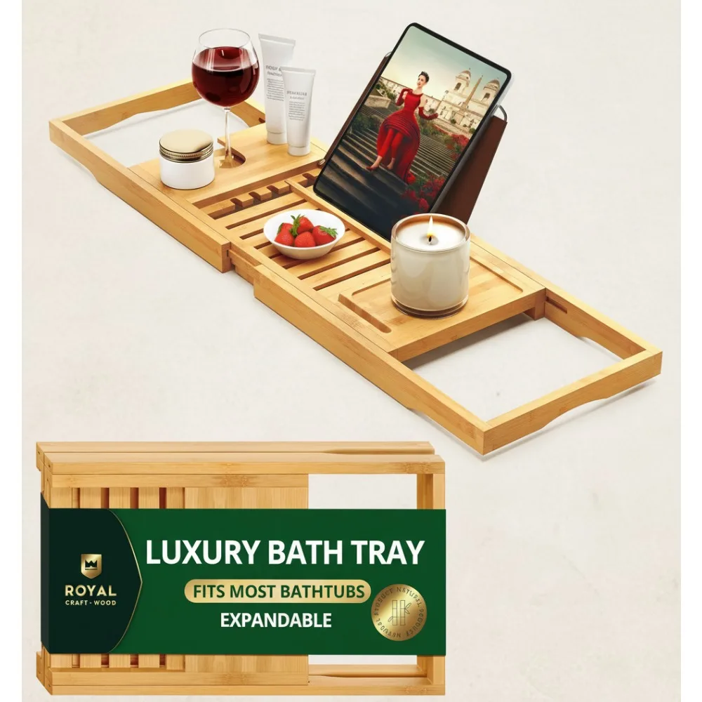 

Складной поддон для ванны премиум-класса — расширяемая бамбуковая полка для спа-релаксации, идеальный подарок для мамы и дома