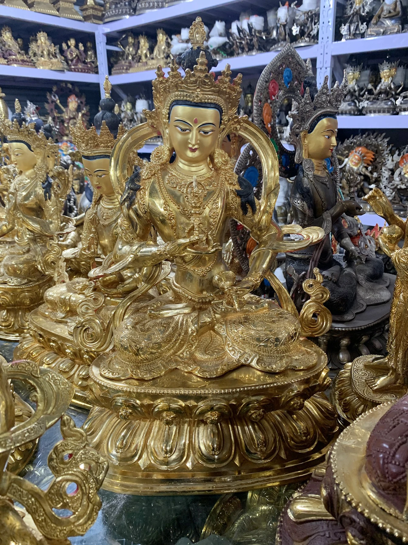 45CM large HOME temple Talisman efficacious Protection Tibet Nepal Buddhism vajrayana Vajrasattva Buddha Gilding brass statue
