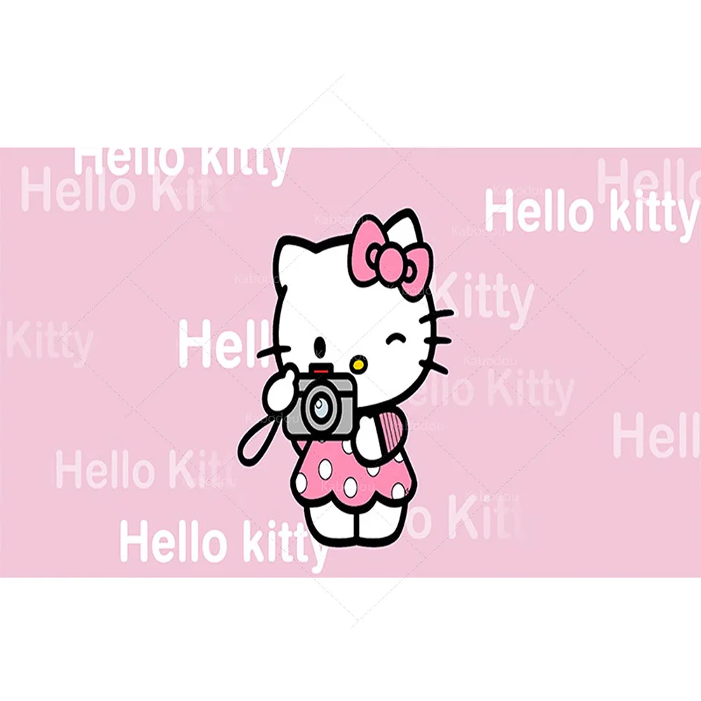 Pink Hello Kitty Backdrop Round Girl Kid 1st Birthday Party Baby Shower Background Elastic Cylinder Cover Banner Photo Decor