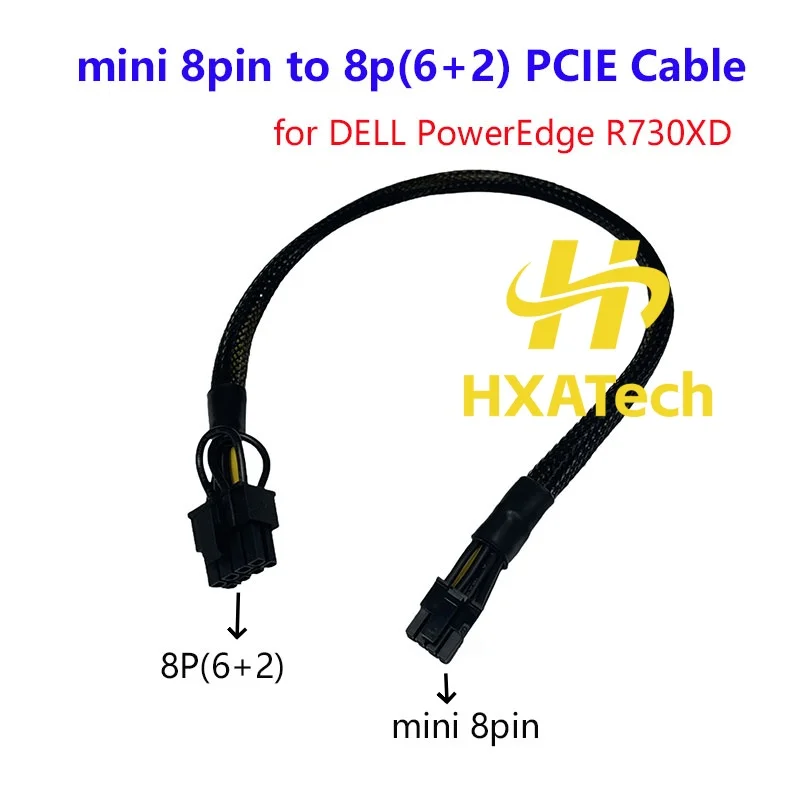 mini 8pin to CPU 8pin Male Video Card Power Sleeve Cable Cord for DELL PowerEdge R730XD and GPU A100 M60 P40 A6000