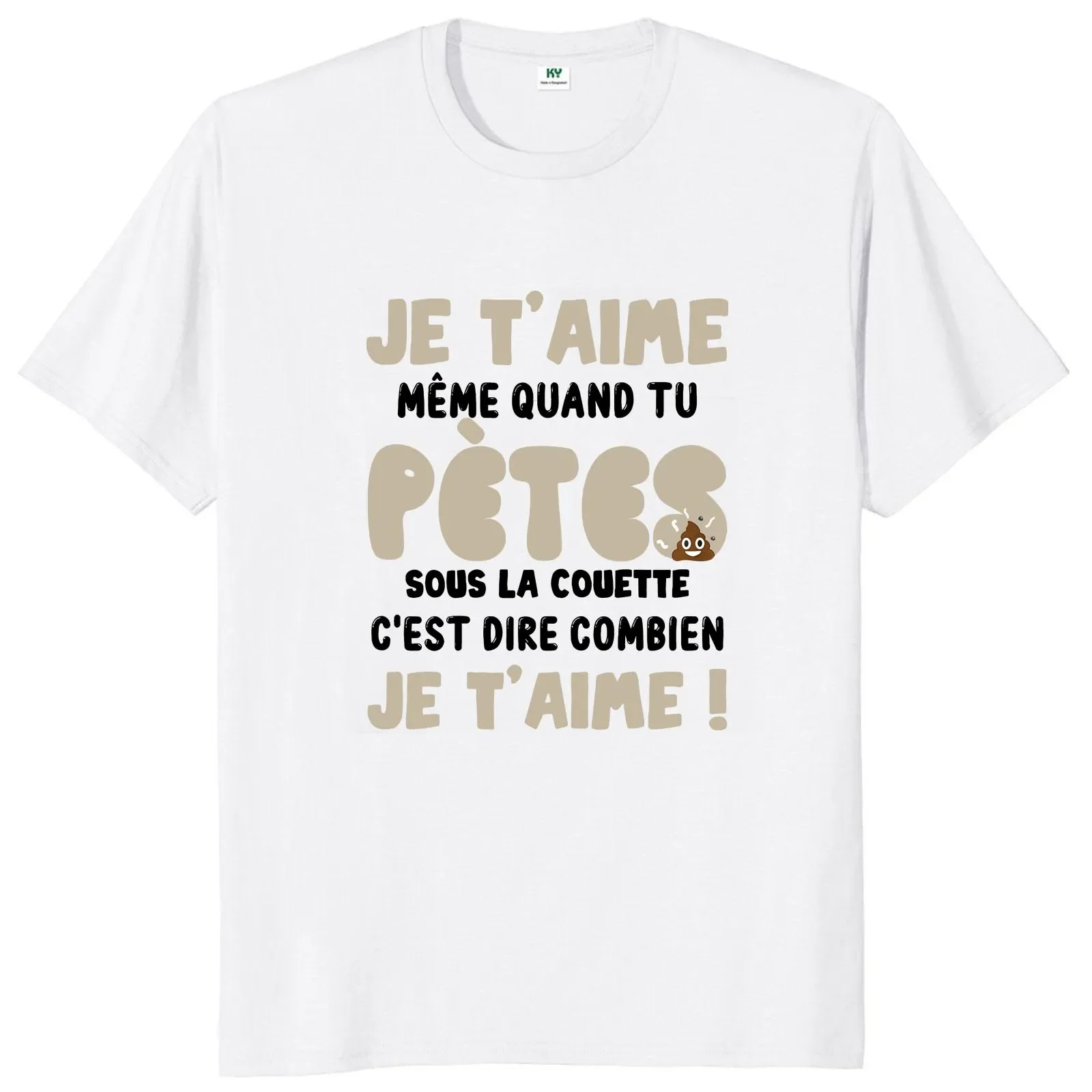 I Love You T Shirt Funny French Text Fart Jokes Valentine's Day Couple Gift Tops 100% Cotton Soft Unisex Casual T-shirt EU Size