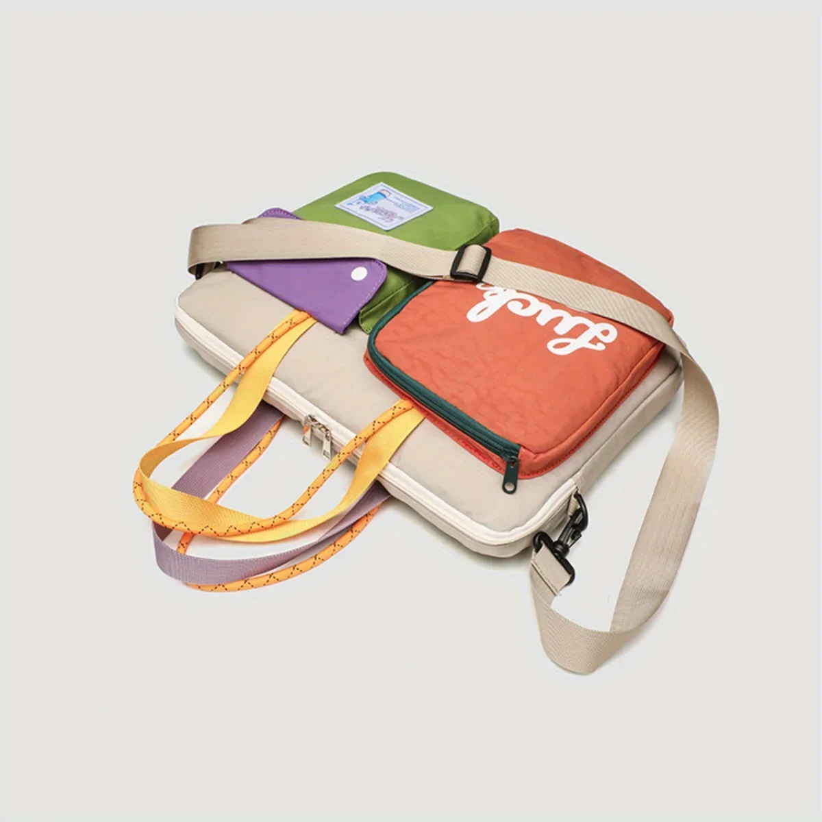 Women's Color Block Cartoon Pattern Laptop Bag Portable Shoulder Handbag University Style Daily Commuting Computer Tote