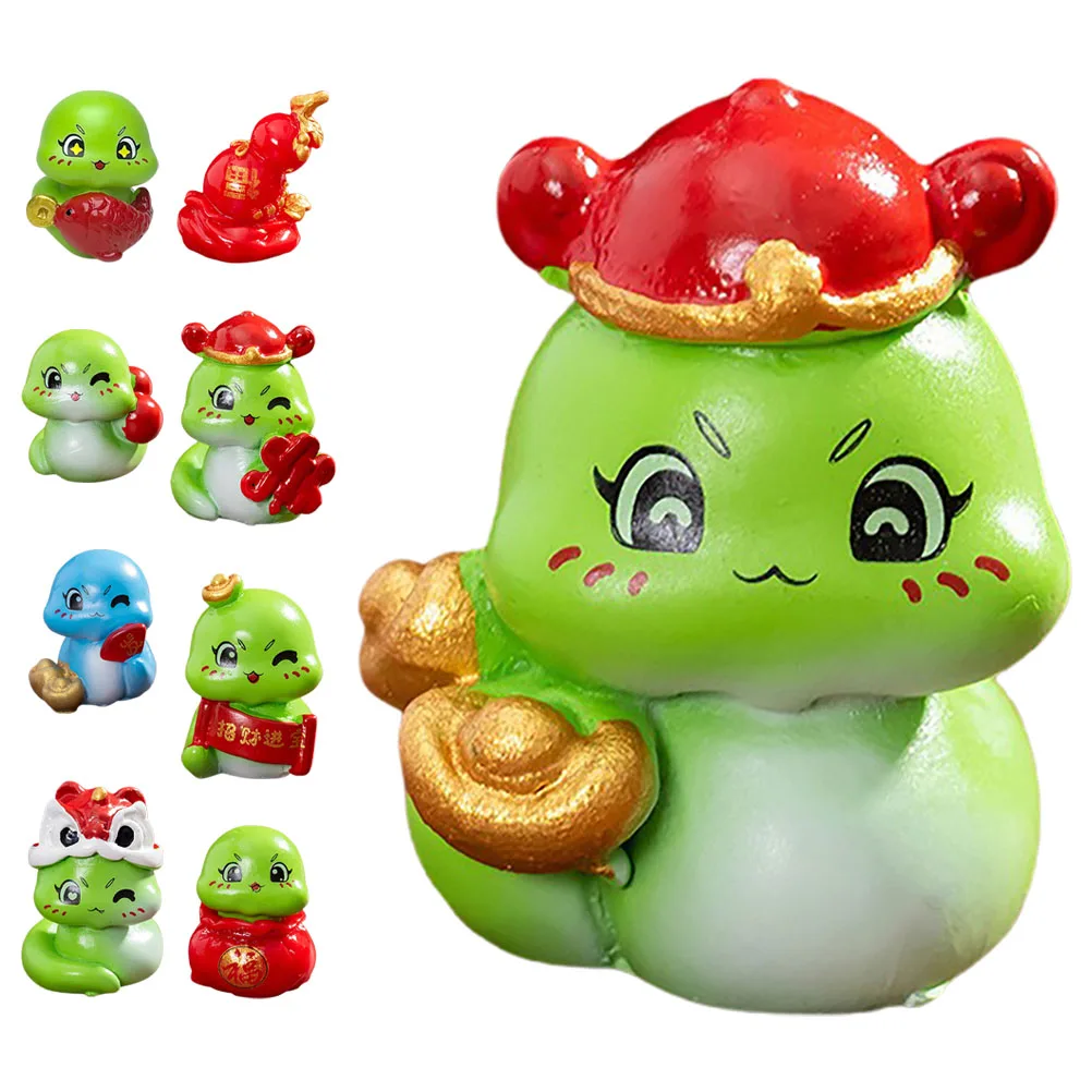 

9Pcs Mini Resin Snake Statues Multicolor Resin Sculptures for Garden Home Micro Landscape New Year Party Decoration
