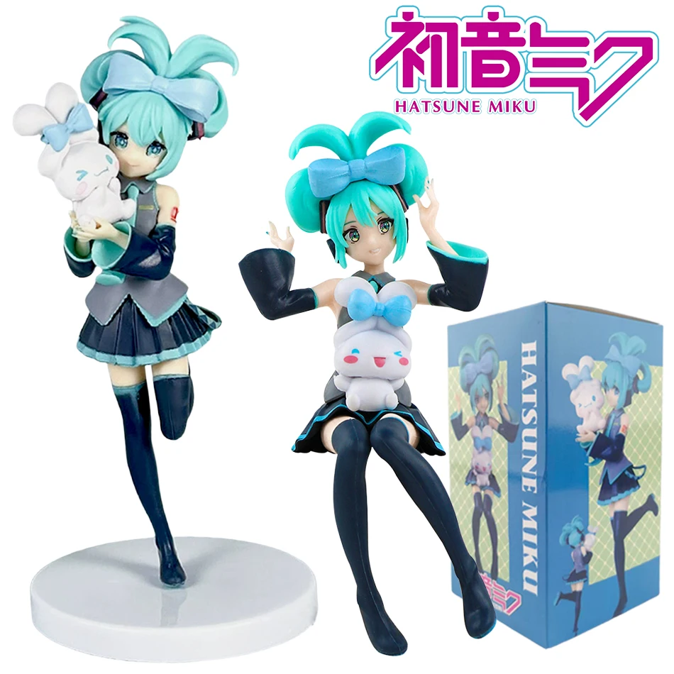Figura de Anime de 21 cm de Hatsune Miku y Cinnamoroll, Modelo Coleccionable, Decoración, Regalo para un Amigo