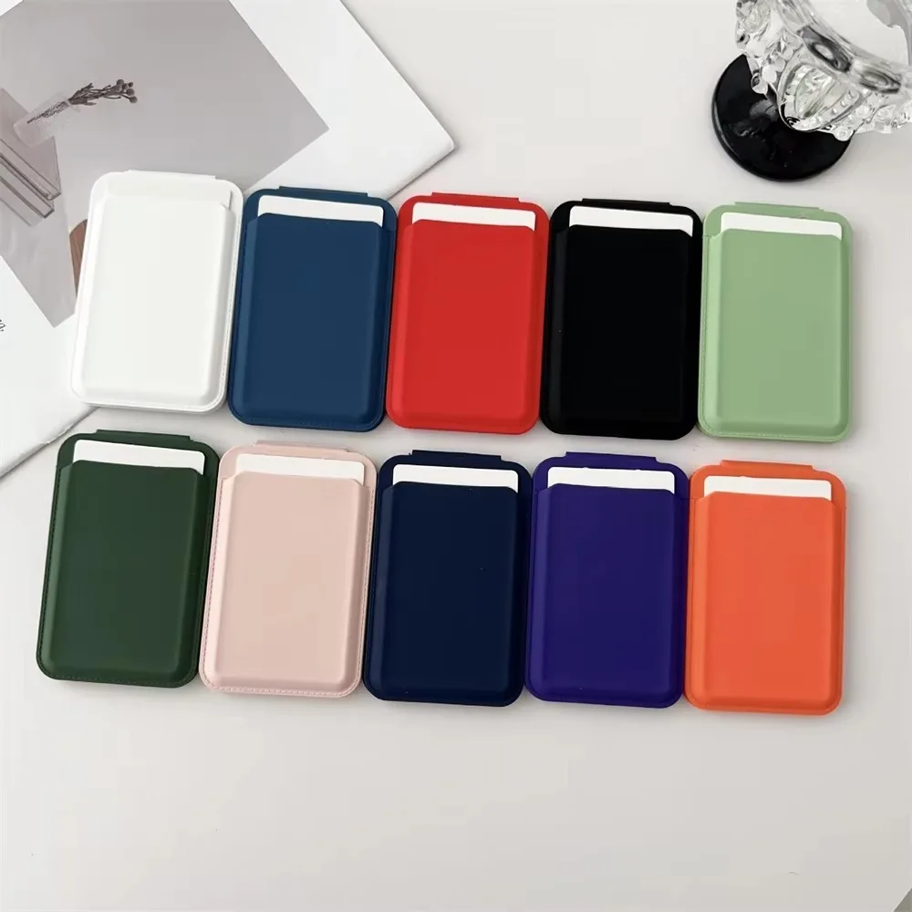 Flip Make-Up Spiegel Magnetic Wallet Dustproof Siliconen Card Holder Anti-Fingerprint for Iphone 16 15 14 13 12 Pro Max