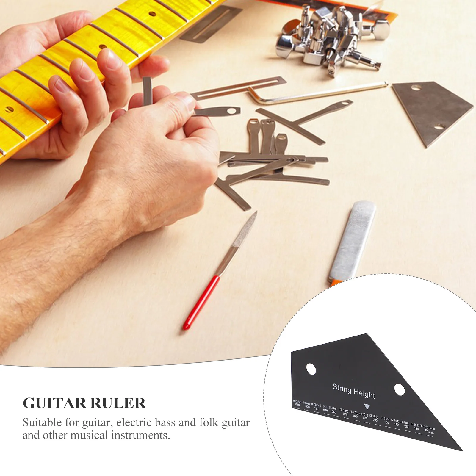 

Guitar String Ruler Acoustic Luthier Tools Electric Action Gauge Box Adjustment Accessories Stainless Steel