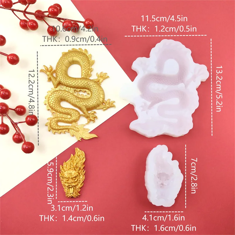Chinese Dragon Modeling Silicone Mold, Handmade Cake Decoration Mold, Dessert Decoration, Baking Accessories, New Year