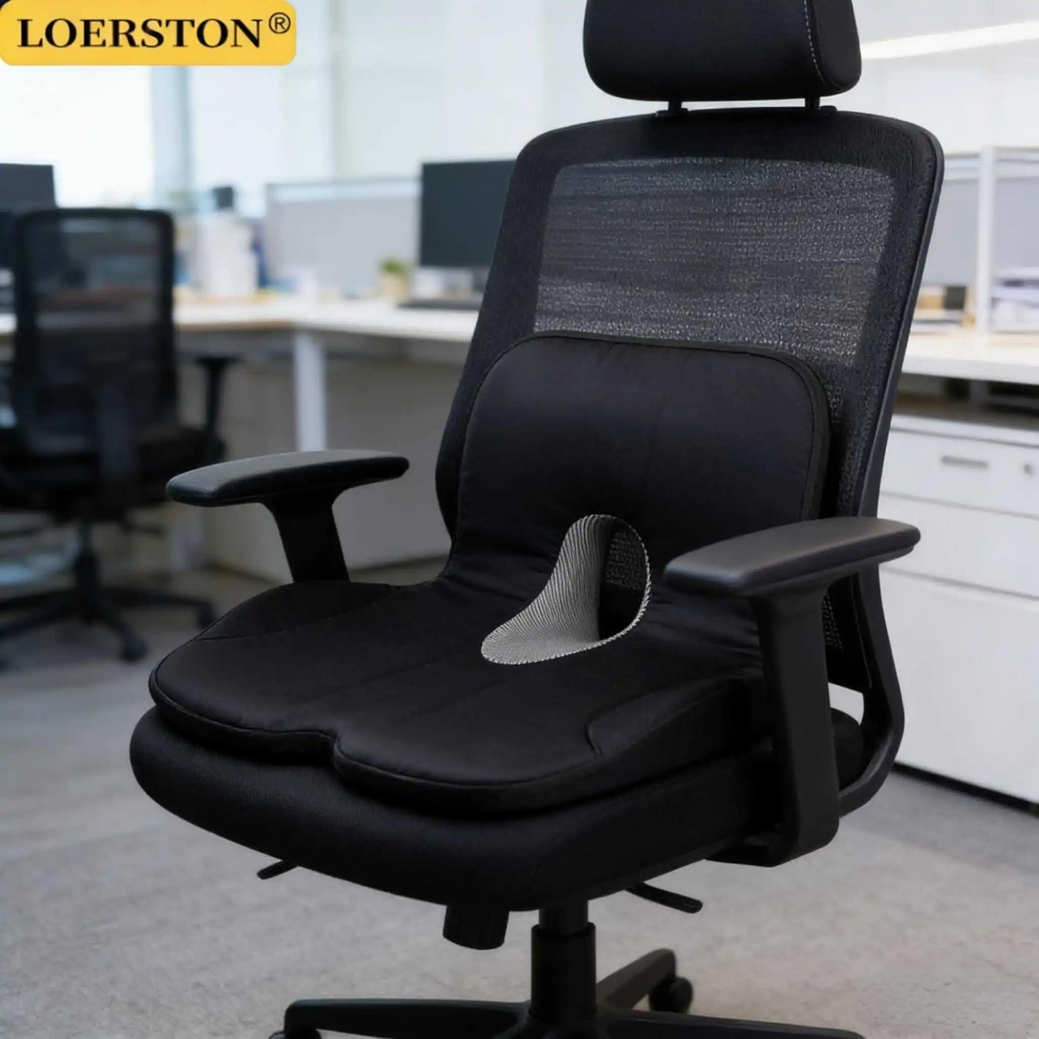 Memory Foam Seat Cushion Waist Back Support Pillow Set Orthopedic Ergonomic Coccyx Relief Hip Lumbar Pad for Office Chair Car