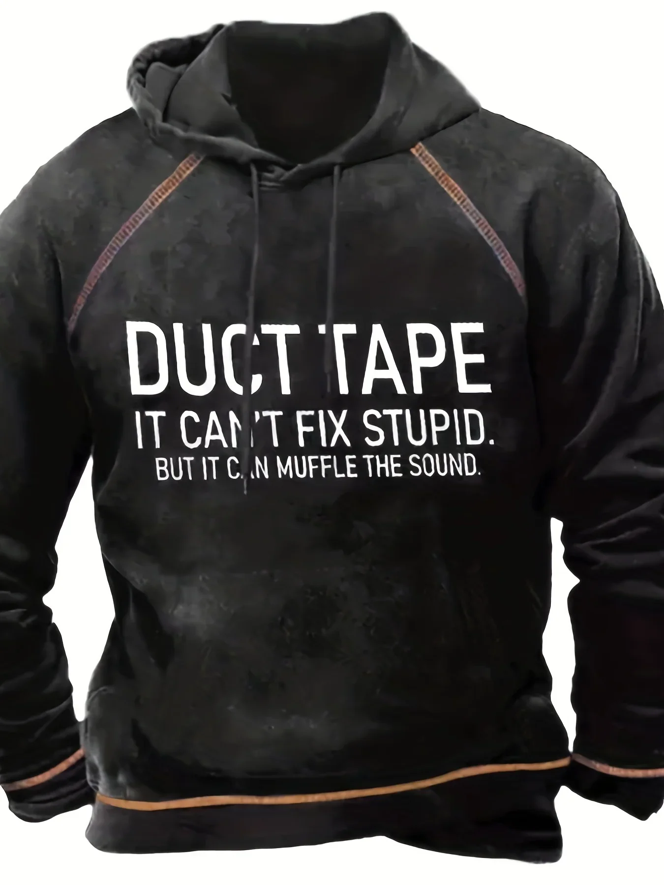 

Men's Vintage Style "DUCT TAPE" Print Hooded Sweatshirt For Spring/autumn, Men's Clothing, Plus Size