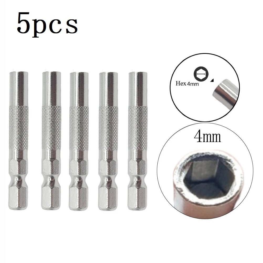 5pcs Hex Shank 6.35mm Insert Bit Adapter To 4mm Electric Screwdriver Socket Holder Micro- Bit Adapter Magnetic Holder Tools