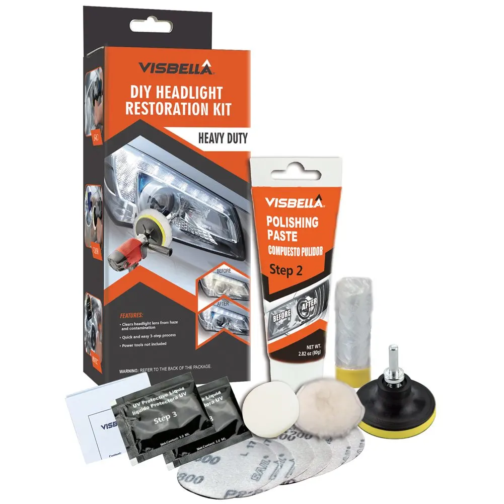 Visbella DIY Headlight Restoration Polishing Kits Headlamp Scratch Remover Professional Oxidation Restoration Polish Cleaning