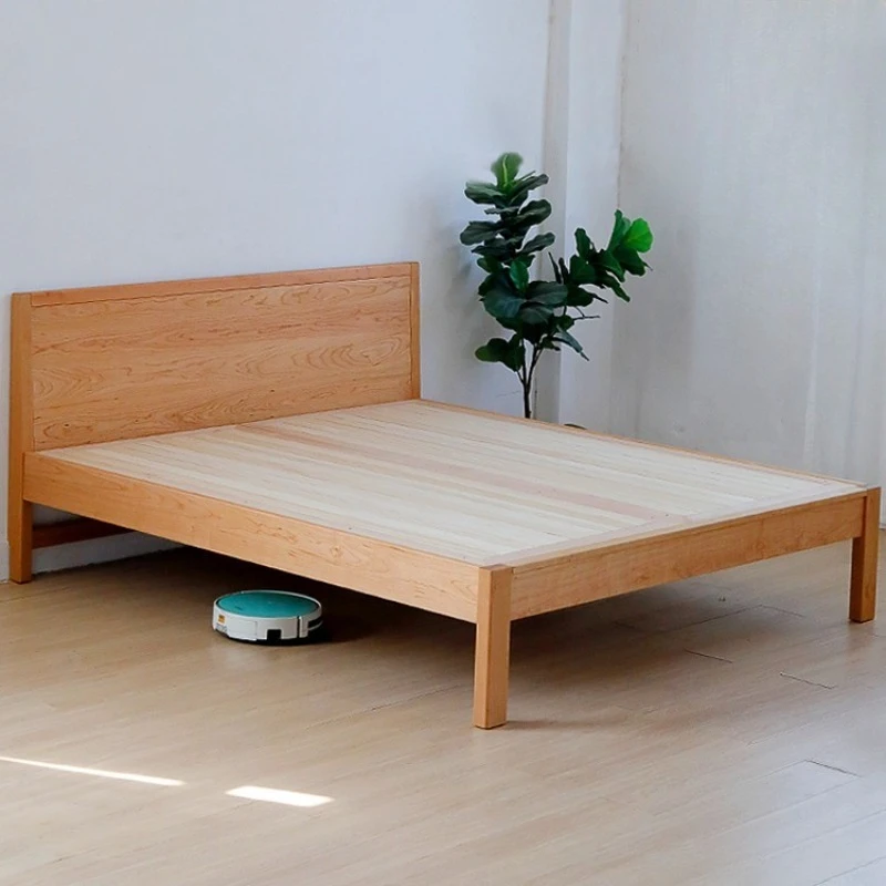 

Solid wood bed Nordic youth hard board 1.8 meters 1.5 meters elderly bed full board high bed log red oak