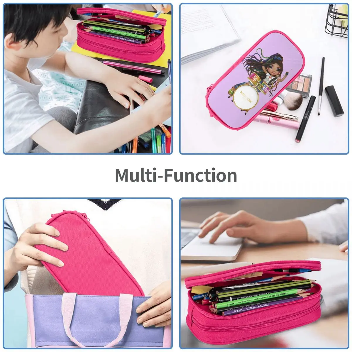 Large Pencil Pouch Rainbow High Vanessa Tempo Office Supplies Double Layer Pencil Case Stationery Women Makeup Bag Amazing Gift