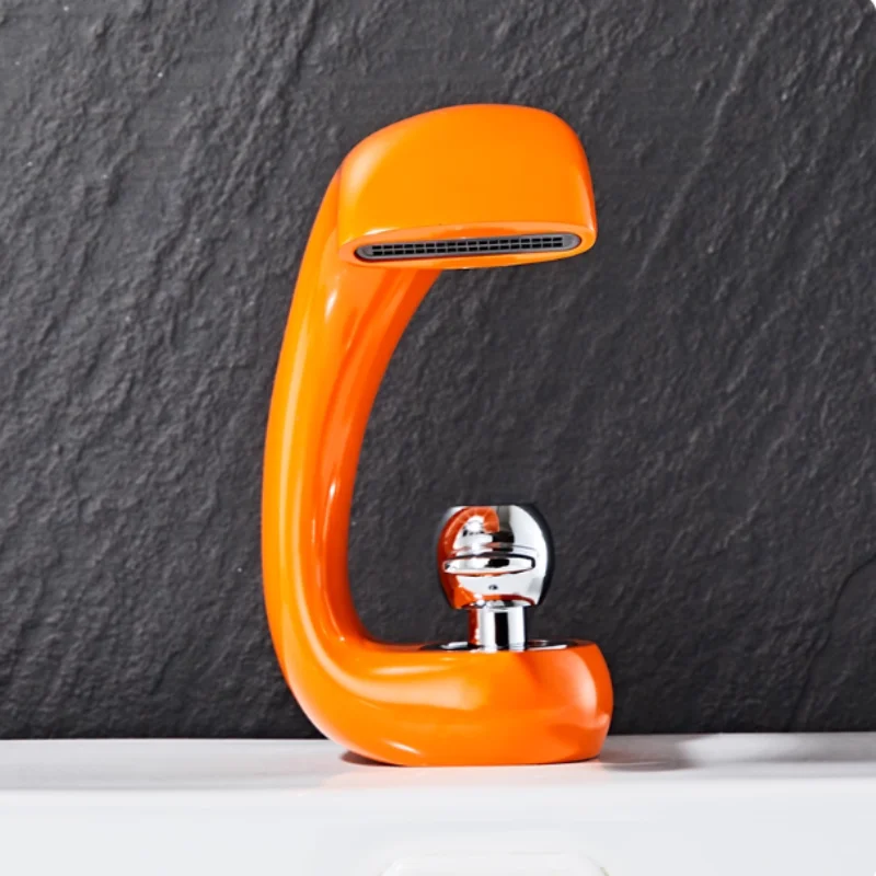 

Creative Orange waterfall Faucet Orange bathroom faucet copper basin faucet hot & cold water golden faucet black sink faucet