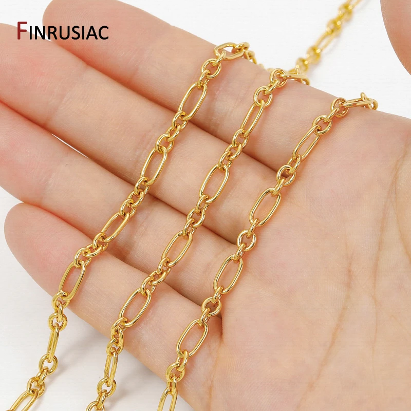 

18-каратное позолоченное латунное цепочка Фигаро для ювелирных изделий, цепочка из звеньев 3:1 для DIY ожерелья, браслета, аксессуары, принадлежности