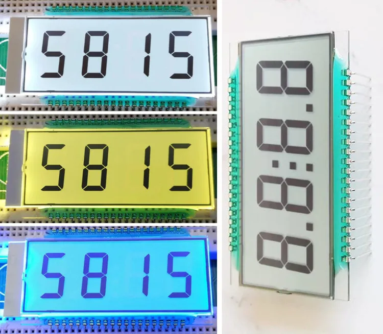 40PIN TN Positive 4-Digits Segment LCD Panel Fuel Dispenser LCD Screen White/Yellow Green/Blue Backlight Static Drive