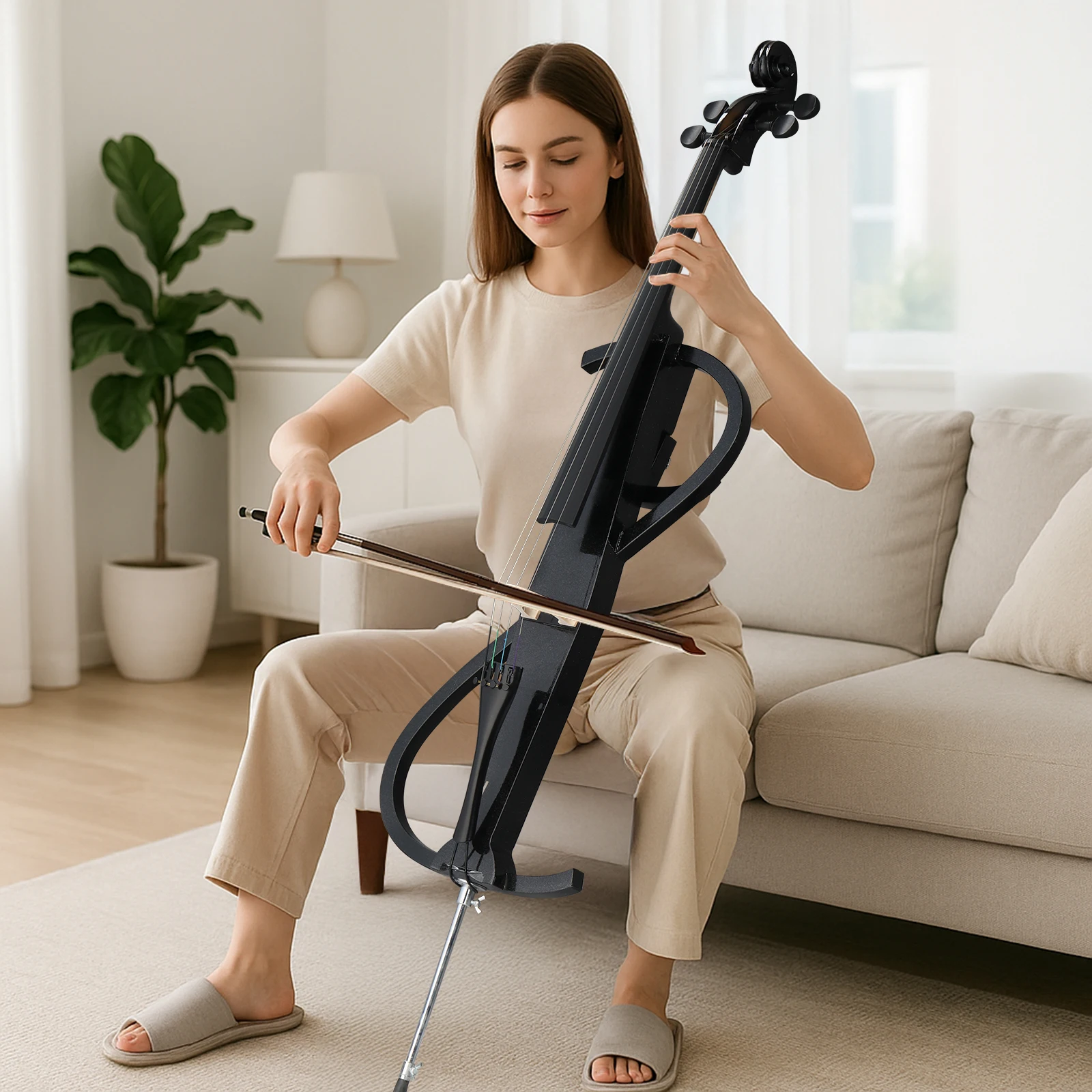 

4/4 electro-acoustic S-type, piano paint, cello, black