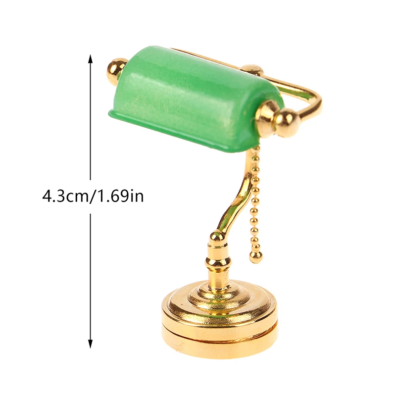 1:12 Dollhouse Miniature Desk Lamp LED Lamp Green Postman Light Lighting Home Furniture Model Decor Toy Doll House Accessories