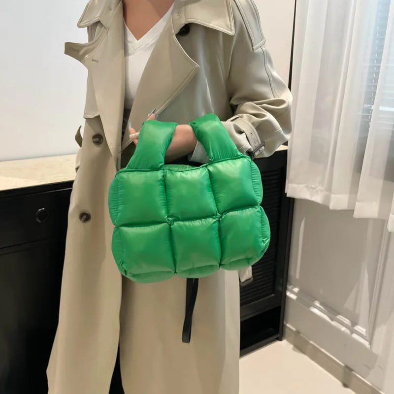 

Fashion Padded Small Tote Bag Designer Down Cotton Women Handbags Luxury Waterproof Nylon Shoulder Crossbody Bags Winter 2025