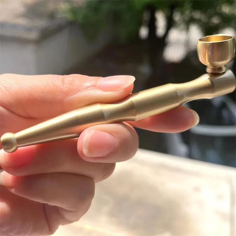 Exquisite Brass Creative Durable Metal Smoking Pipe Four-use Portable Dry Smoking Rod Straight Smoking Rod for The Elderly