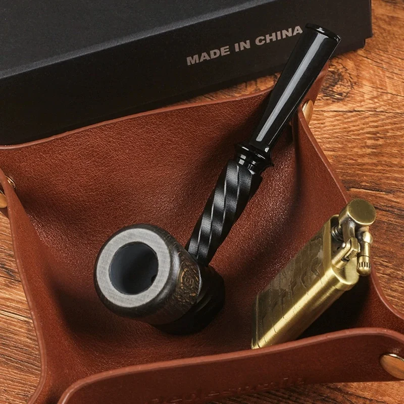 

2026 New Sandalwood Tobacco Pipe Removable Solid Wood Bowl System Pipe Straight Metal Handle Acrylic Pipe Mouthpiece