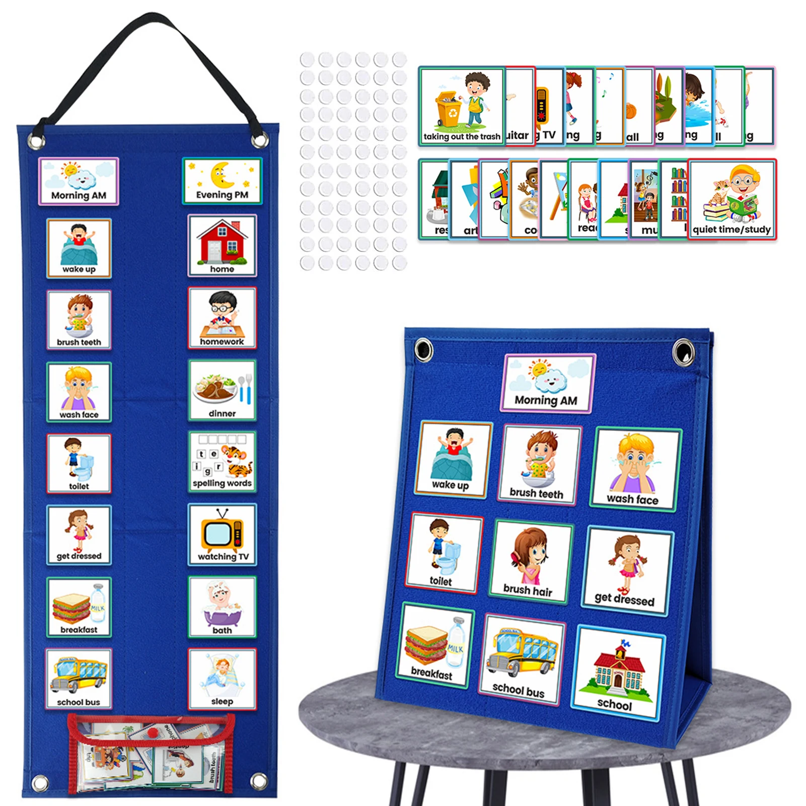 Agenda Visual preescolar para niños, tarjetas de actividades, calendario colgante de pared, tarjeta de imagen diaria para el hogar y la escuela, 224 unids/set