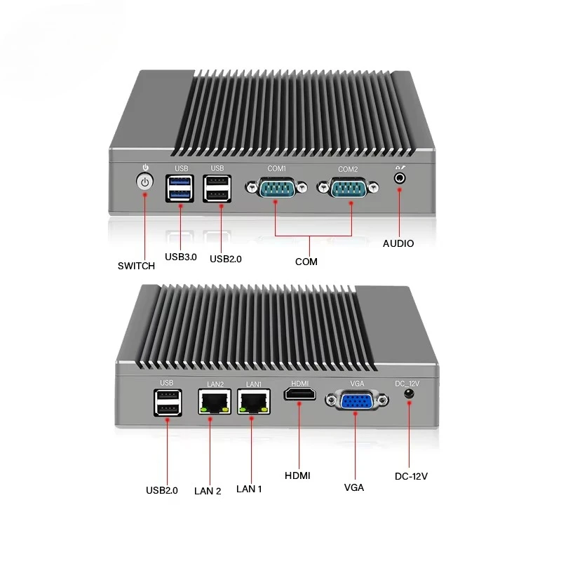 OEM Industrial Computer Accessories I3 I5 I7 4GB Memory 3*USB 2*RS485 Dall Barebon Mini Fanless Embedded Box PC