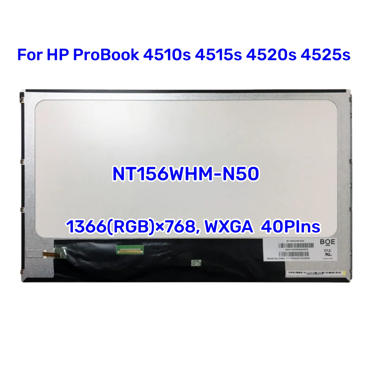 

Параметры NT156WHM N50 для ноутбука HP ProBook 4510s 4515s 4520s 4525s, ЖК-экран для ноутбука 1366*768, 40 контактов