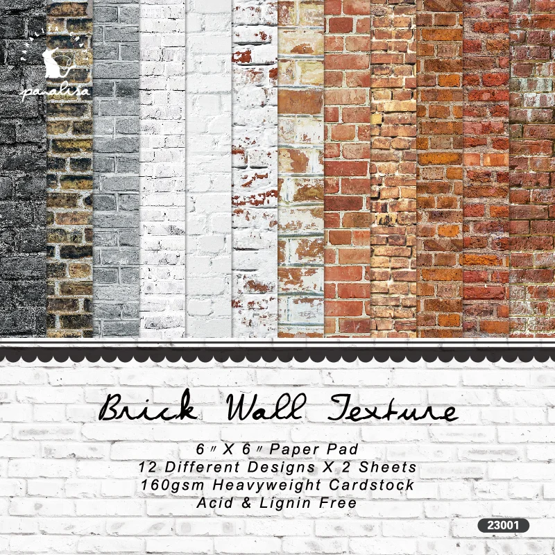 

Panalisacraft 24 sheets 6"X6" Brick Wall Texture Scrapbook paper Scrapbooking patterned paper pack DIY craft Background paper