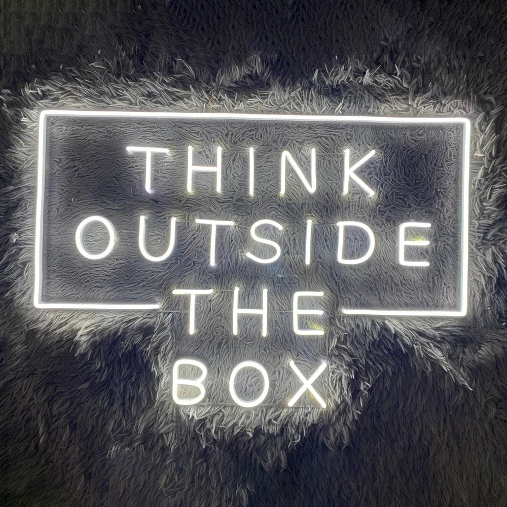 Think Outside The Box Neon Sign Custom Neon Signs Living Room Bedroom Home Decor Bar Neon Light Lamp Entrance Way Decor