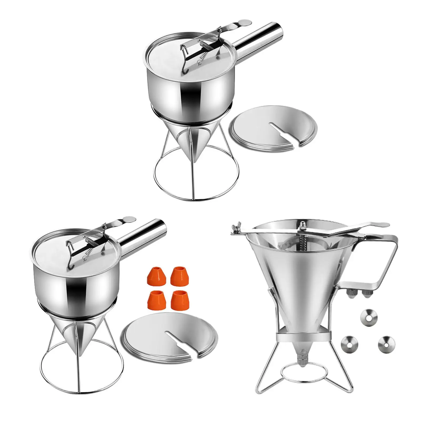 Batter Dispenser Batter Funnel Stainless Steel Confectionery Funnel Baking Gadget for Chocolate Takoyaki Pancakes Muffins