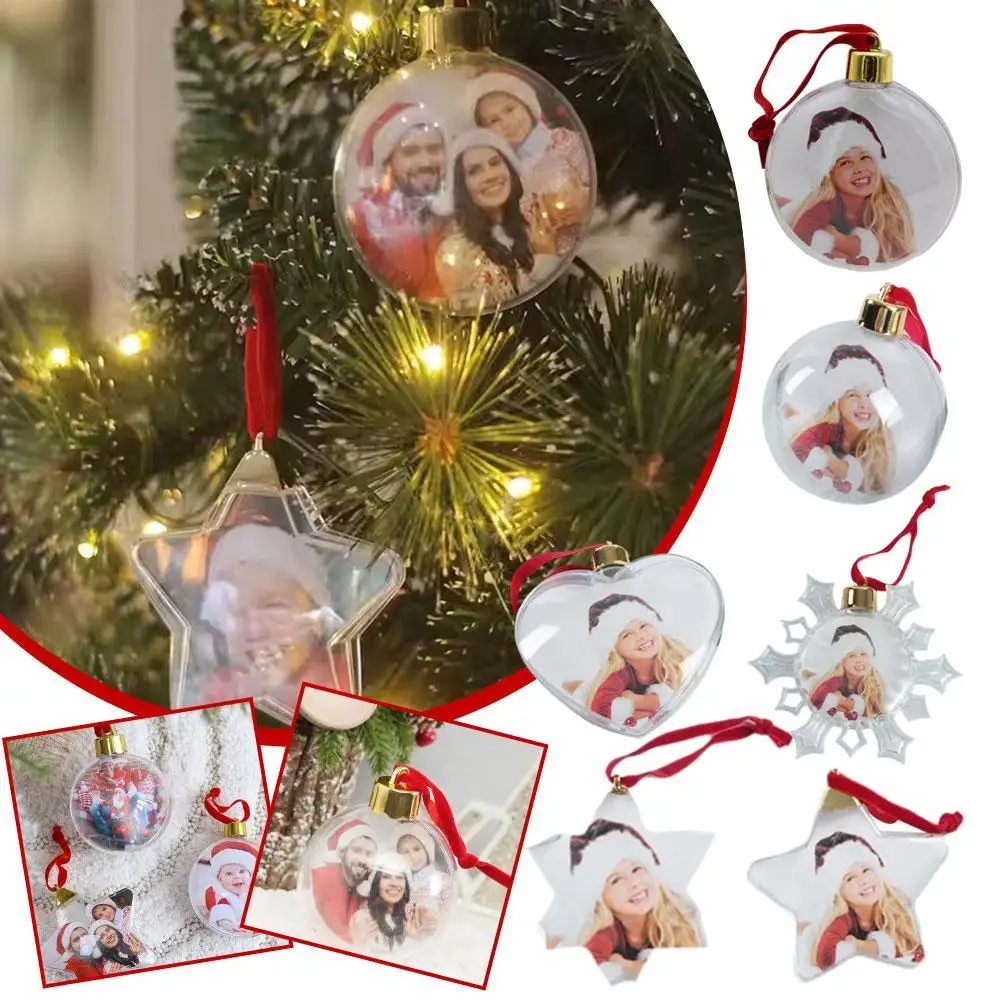 Christmas Transparent Photo Ball Personalize Christmas Ball Pendant Five-star Ball DIY Christmas Tree Hanging Decorations