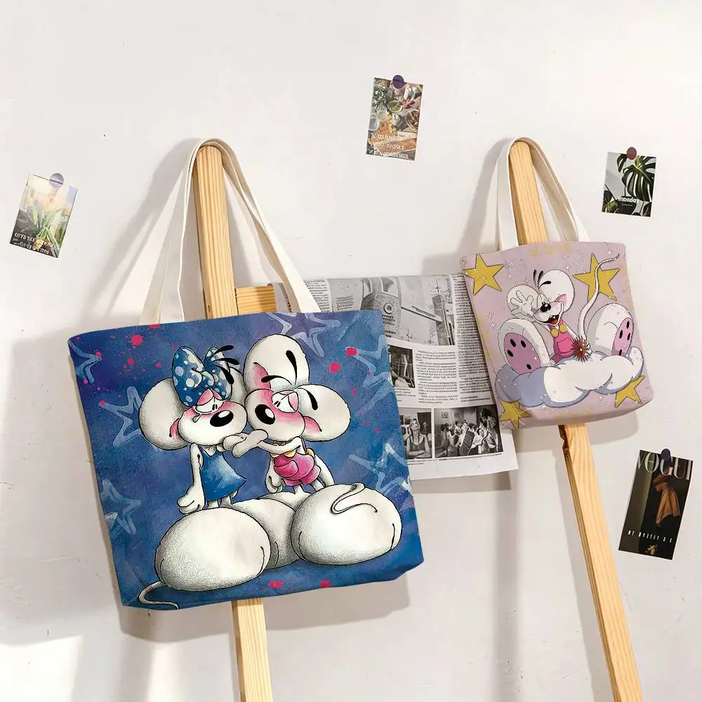 Image of Cartoon Diddl Mouse Bedruckte Canvas-Tragetasche Schultertasche Pendler-Mama Einkaufstasche