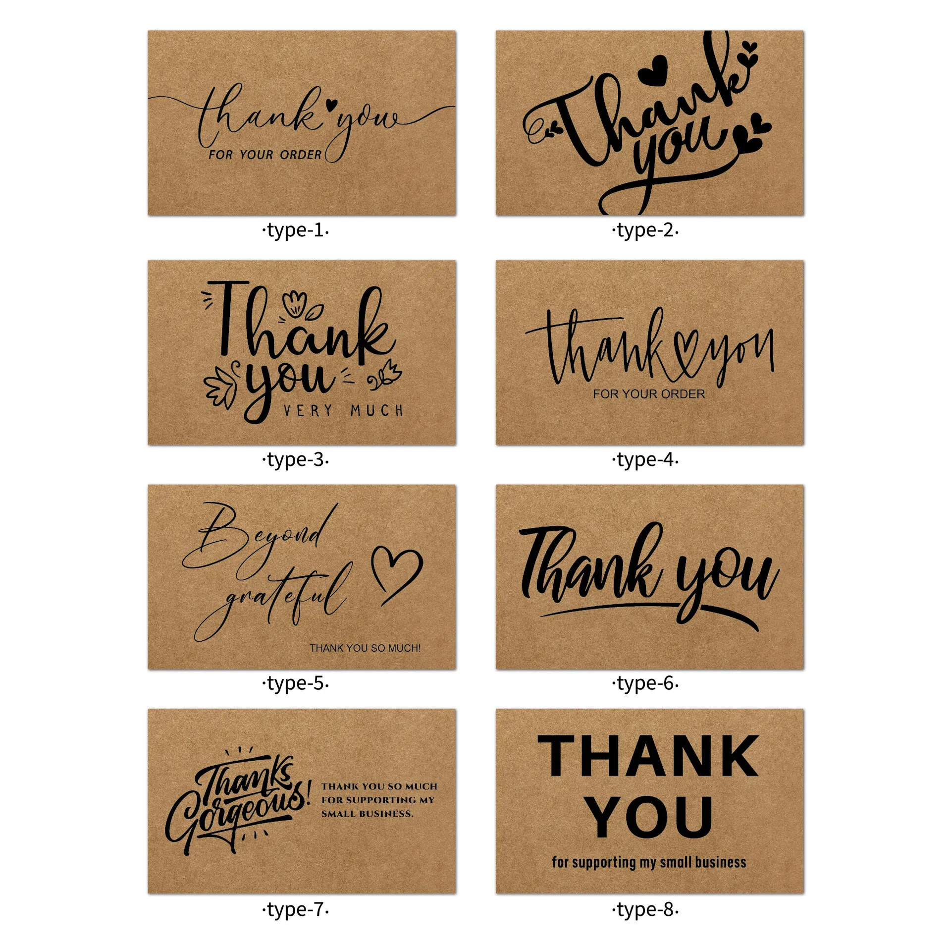 Kraft Paper Thank You Card 50 Retro Simple Thank You Card Holiday Decoration Thank You Greeting Card