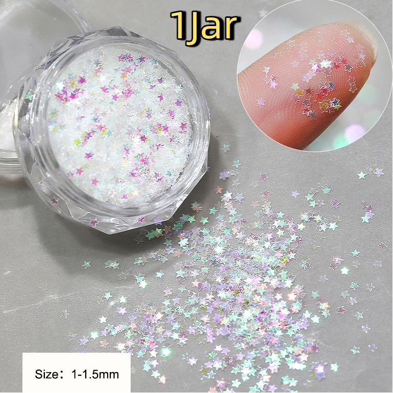 Design per salone di bellezza Accessori carini Design per nail art fai da te 1 barattolo 1 mm Mini stella scintillante Glitter per unghie Decorazione scintillante per unghie