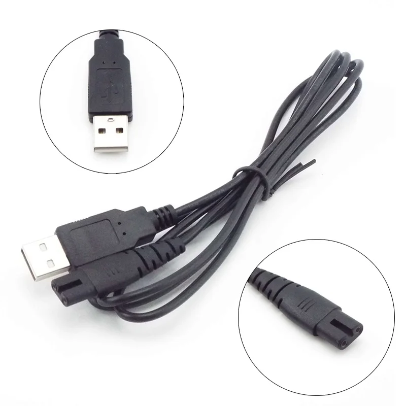 ماكينة حلاقة كهربائية USB كابل شحن سلك الطاقة موصل شاحن محول كهربائي 2 الشق ماكينة حلاقة التوصيل سلك شاحن
