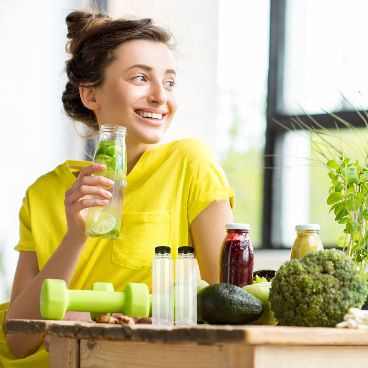 

6pcs 360Ml Pet Plastic Beverage Bottles Food Grade Empty Storage Containers For Juice Water Drinks Transparent Bpa Free