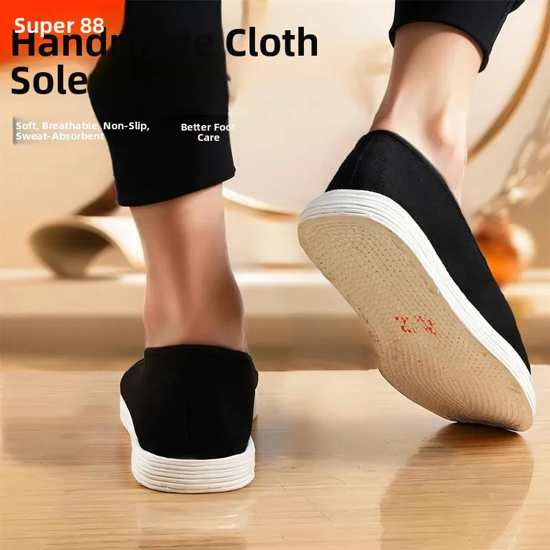 Handmade Men's Slip-On Work Shoes Breathable Wear-Resistant Anti-Slip Beijing Thousand-Layer Bottom Cloth Shoes Driving Shoes